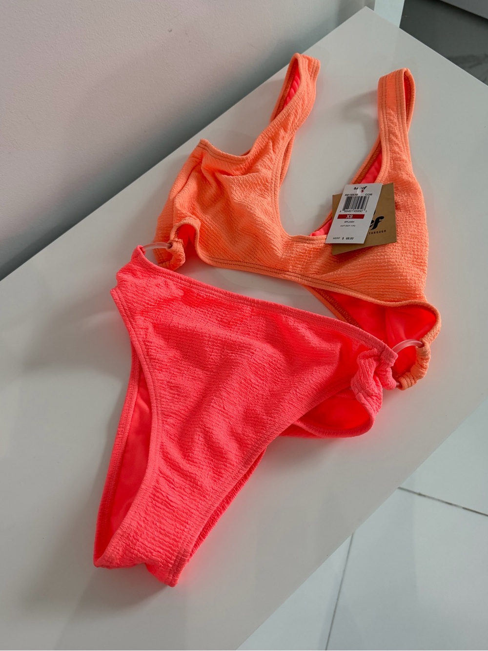 Reef Women Swim Bikini Set in Neon Orange and Hot Pink